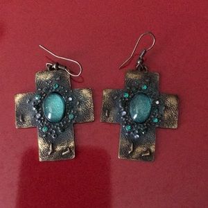 Turquoise gold earrings